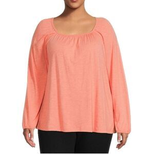 Women's Plus Square Neck Lightweight Knit Long Sleeve Shirt Top Size 2X